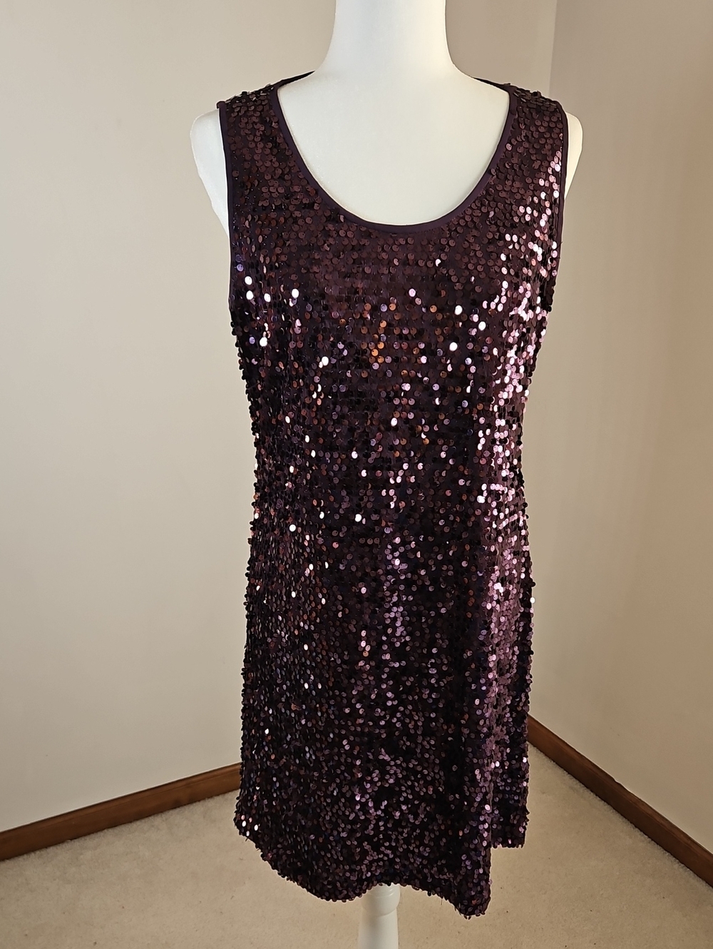 Studio Y Fully Sequined Knee Length Party Dress Sleeveless Purple Y2K LG